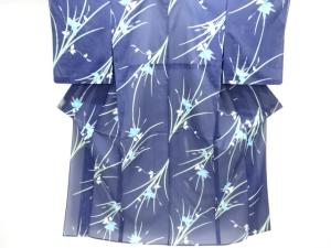 駒絽草葉模様小紋着物